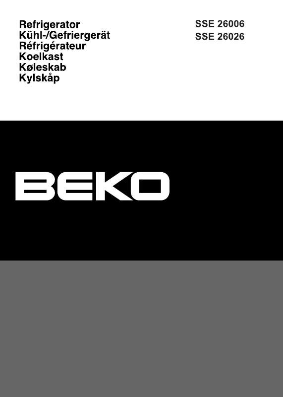 Guide utilisation BEKO SSE 26006  de la marque BEKO