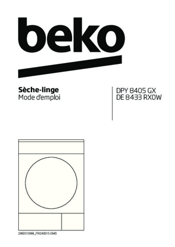 Guide utilisation BEKO DE 8433 RX0W de la marque BEKO