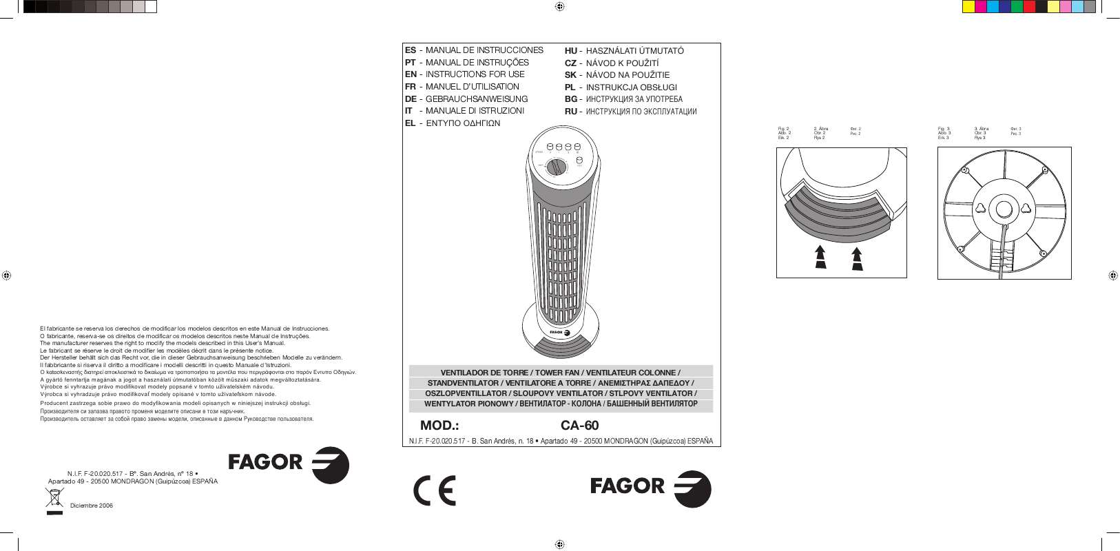 Guide utilisation  FAGOR CA-60  de la marque FAGOR