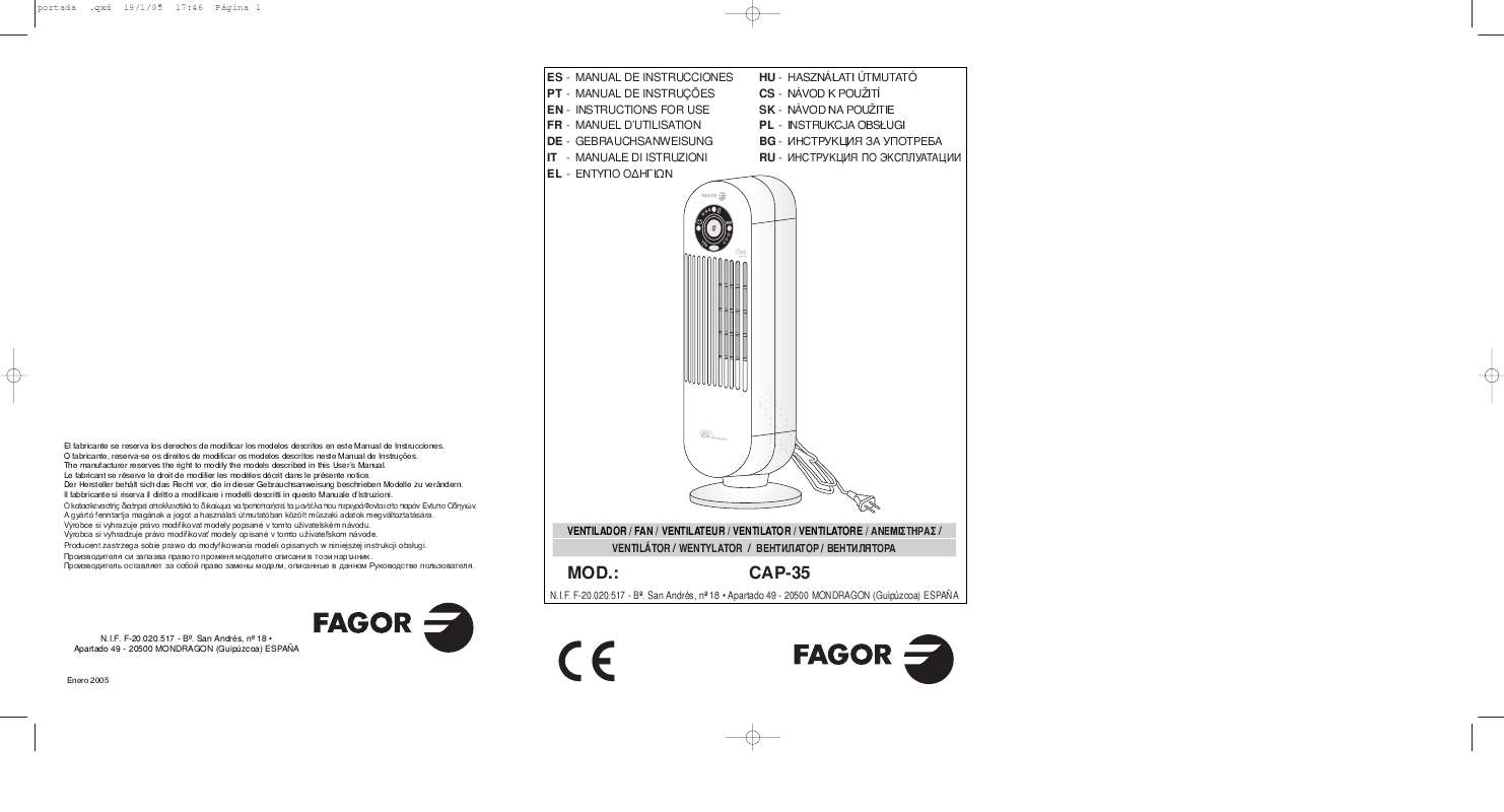 Guide utilisation  FAGOR CAP-35I  de la marque FAGOR