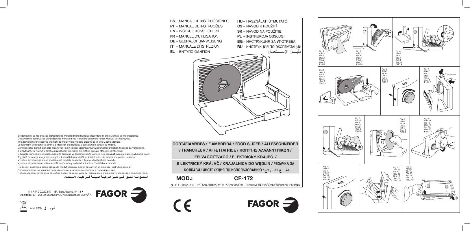 Guide utilisation  FAGOR CF-172  de la marque FAGOR