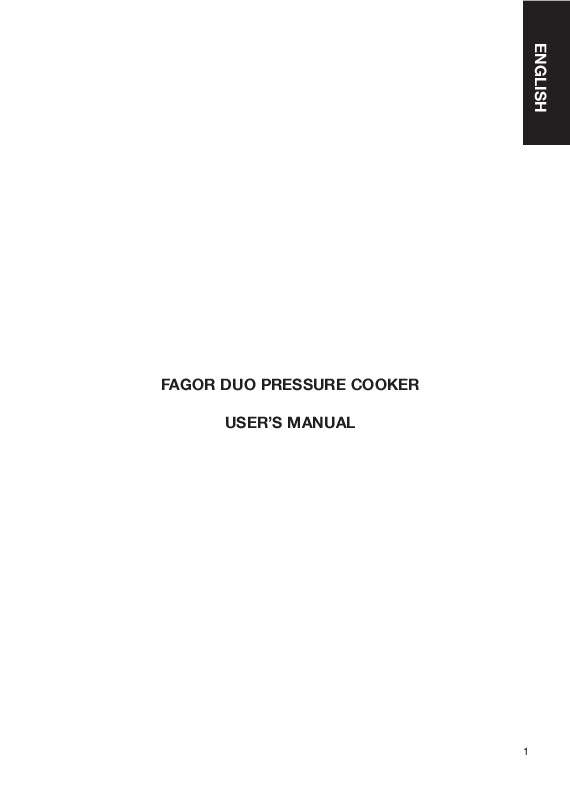 Guide utilisation  FAGOR DUO PRESSURE COOKER  de la marque FAGOR