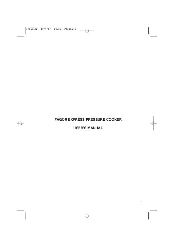 Guide utilisation  FAGOR EXPRESS PRESSURE COOKER  de la marque FAGOR