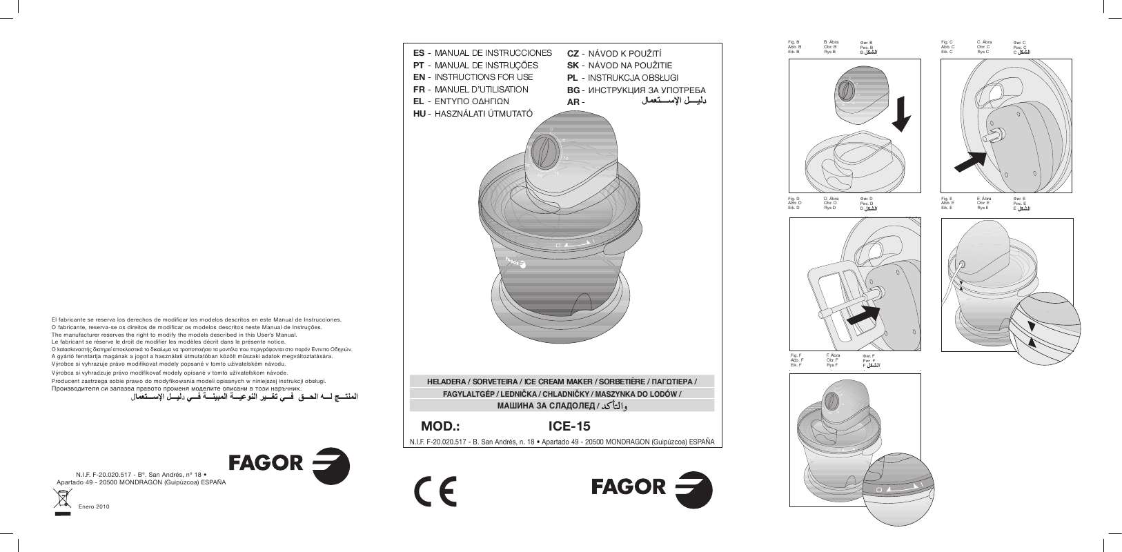 Guide utilisation  FAGOR ICE-15  de la marque FAGOR