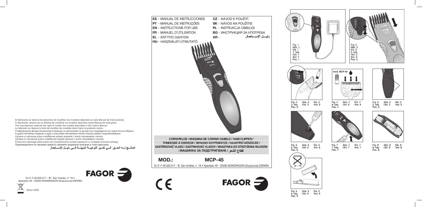 Guide utilisation FAGOR MCP-45  de la marque FAGOR