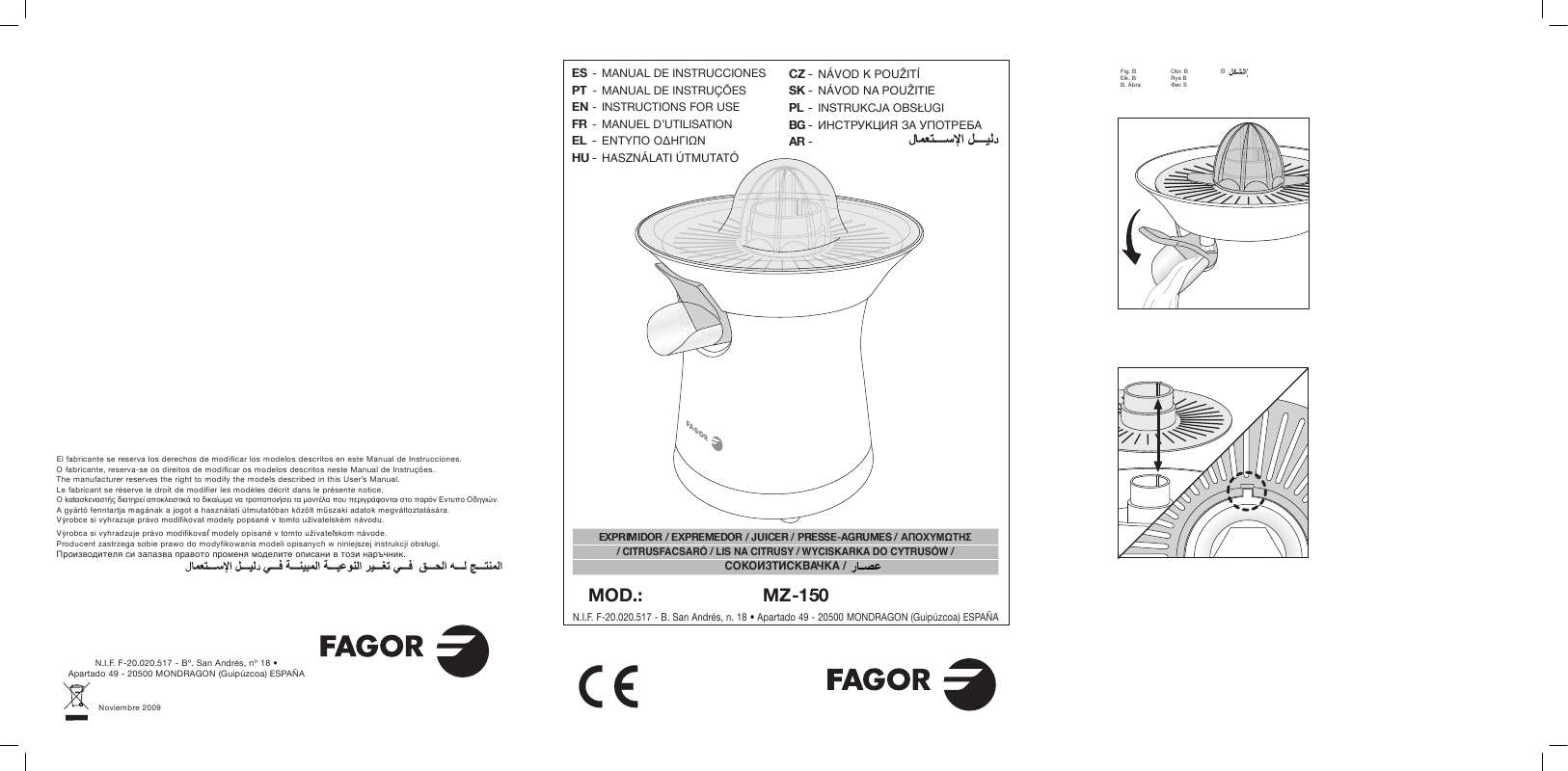 Guide utilisation  FAGOR MZ-150  de la marque FAGOR