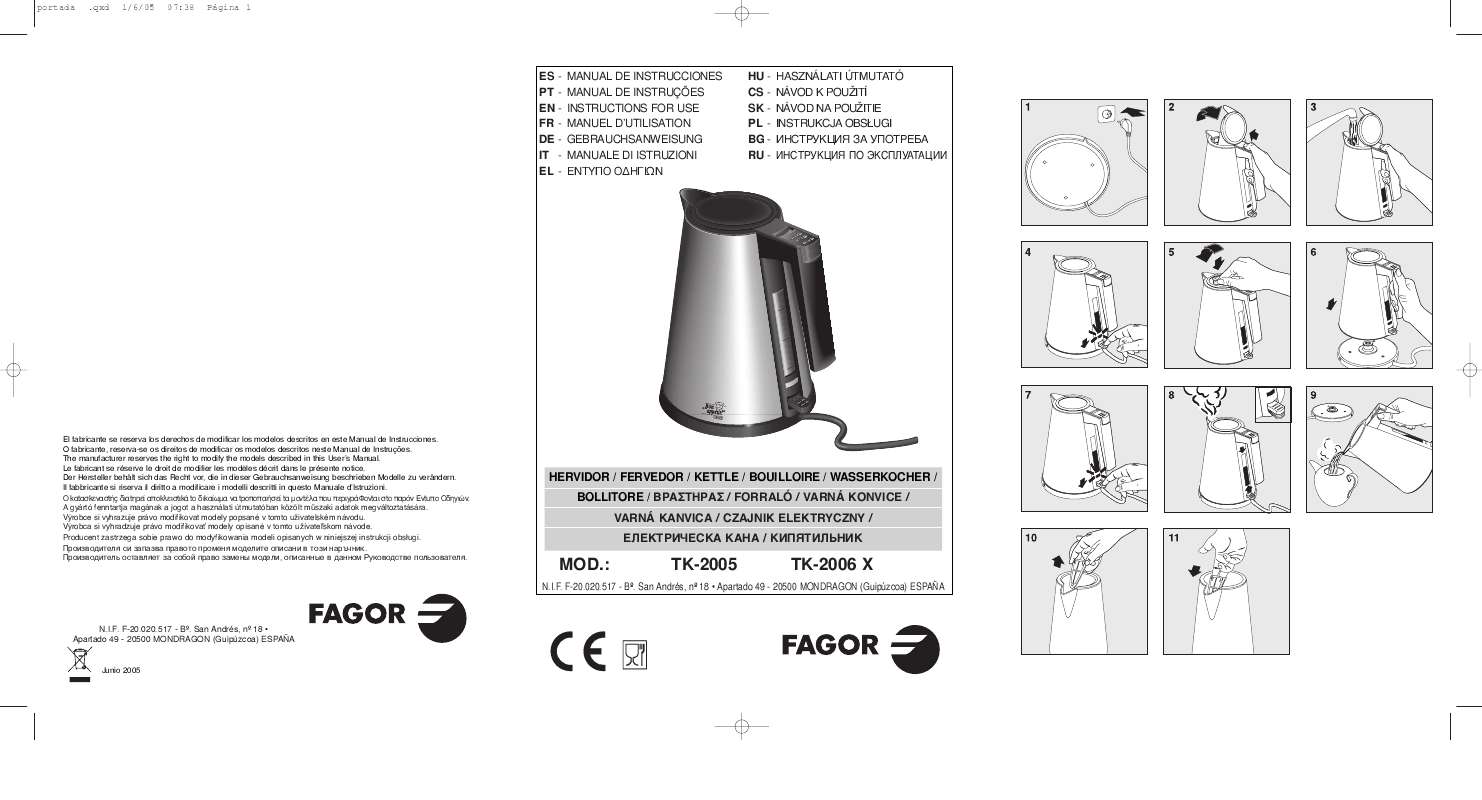 Guide utilisation  FAGOR TK-2005  de la marque FAGOR