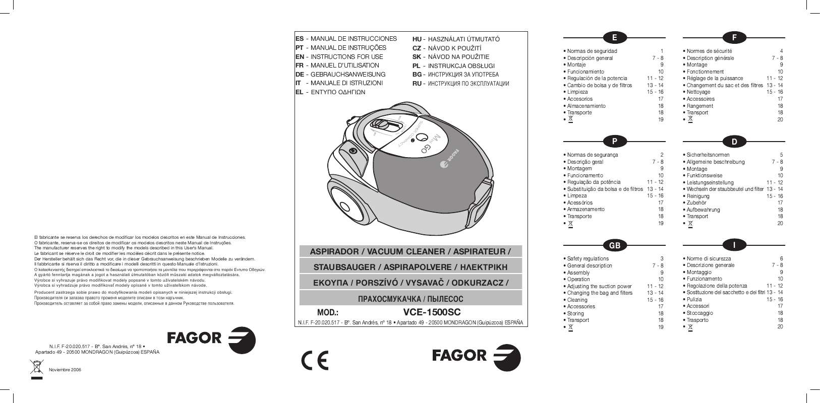 Guide utilisation  FAGOR VCE-1500 SC  de la marque FAGOR