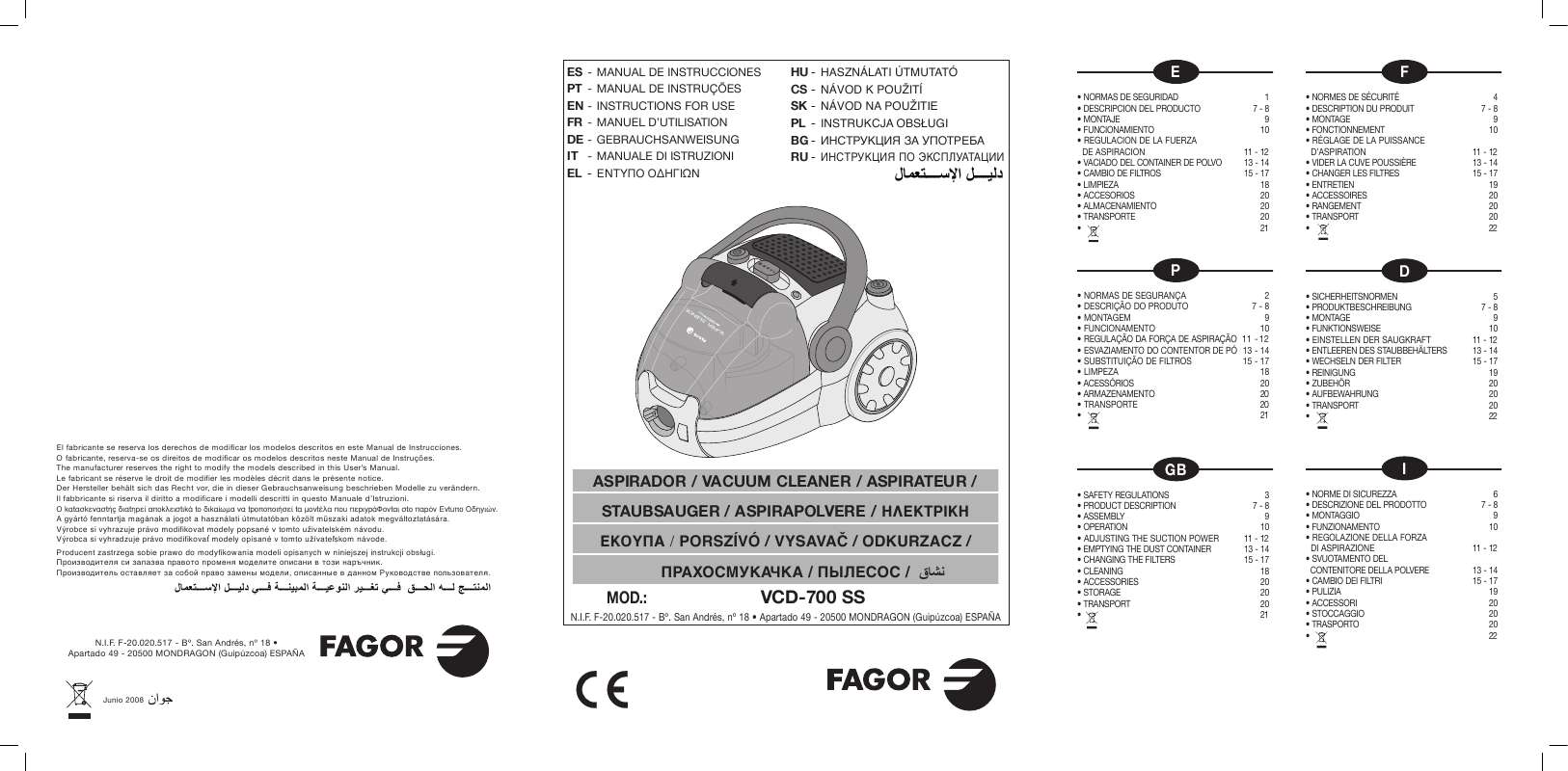 Guide utilisation  FAGOR VCE-700 SS  de la marque FAGOR
