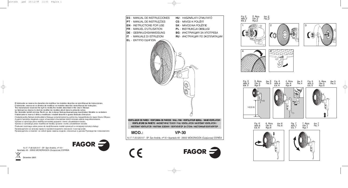 Guide utilisation  FAGOR VP-30  de la marque FAGOR
