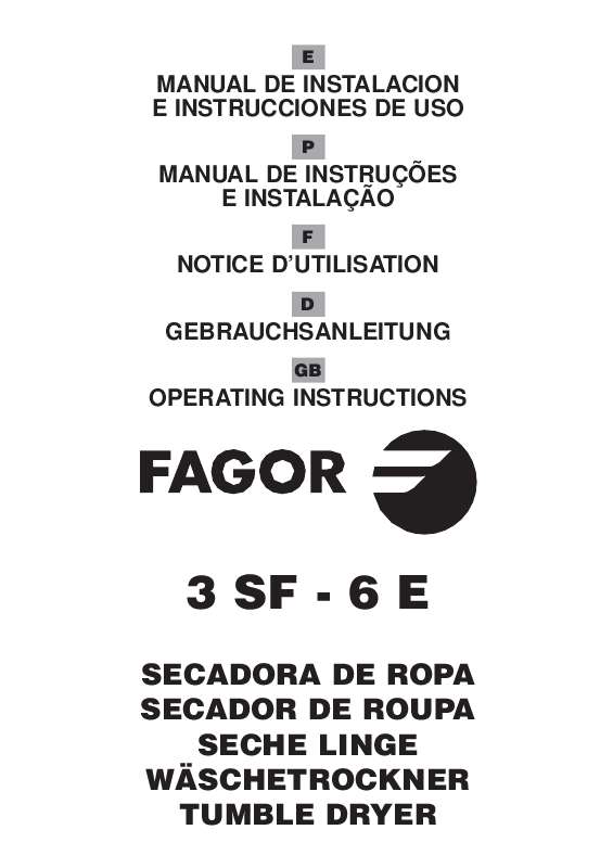 Guide utilisation  FAGOR 3 SF-6 E  de la marque FAGOR