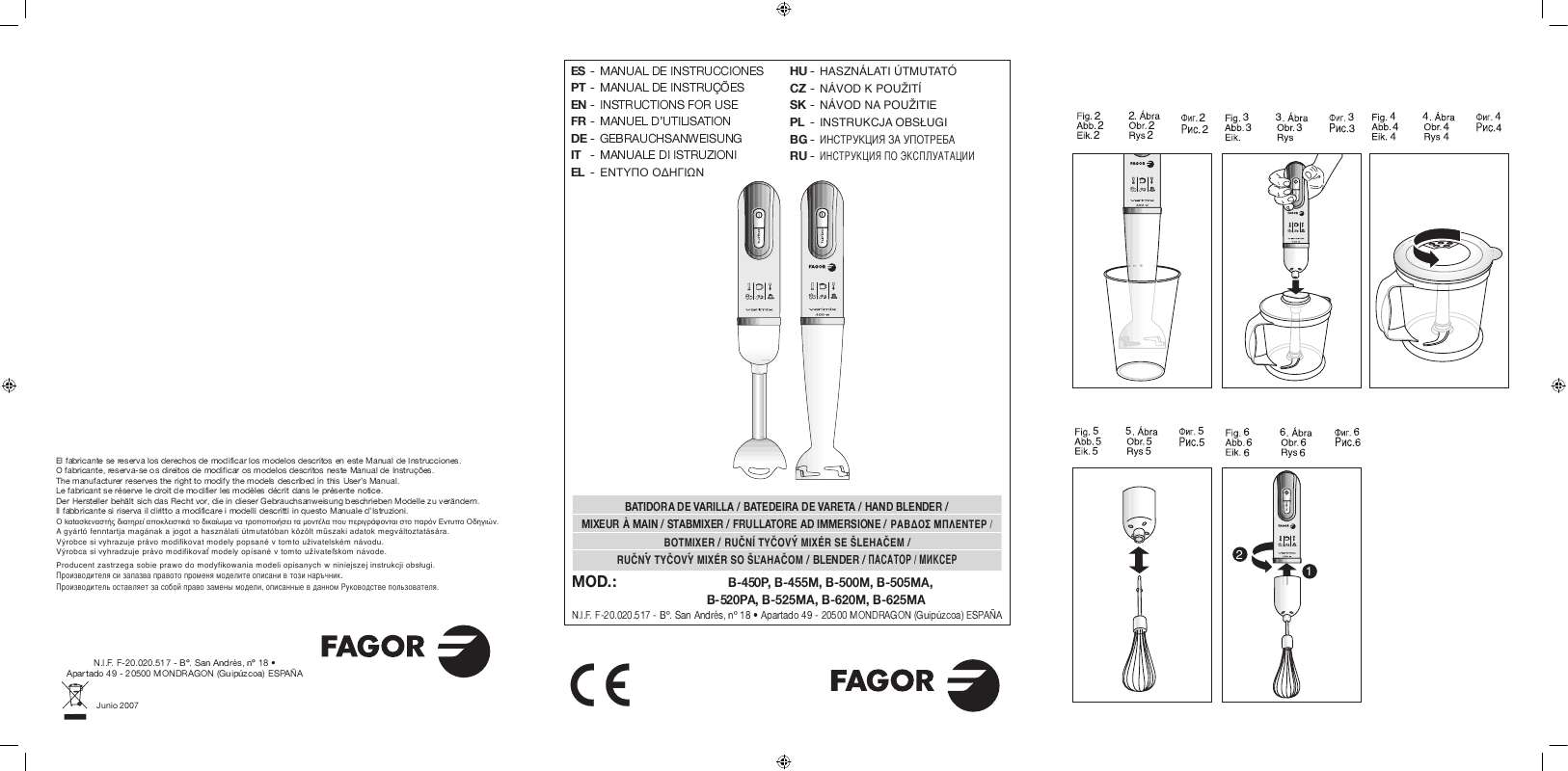 Guide utilisation  FAGOR B-500M  de la marque FAGOR