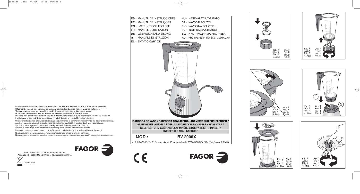 Guide utilisation  FAGOR BV-2006X  de la marque FAGOR