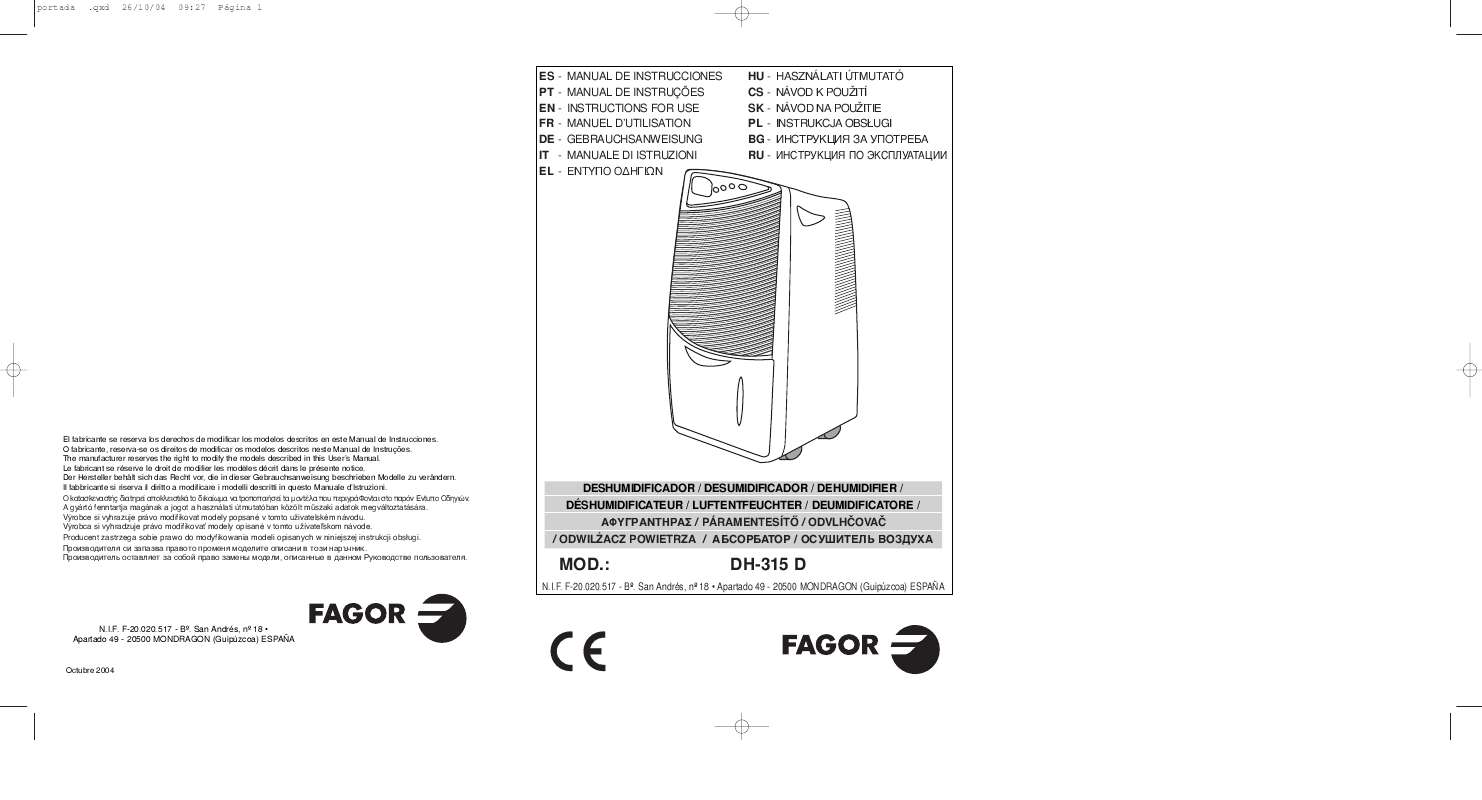 Guide utilisation  FAGOR DH-315 D  de la marque FAGOR