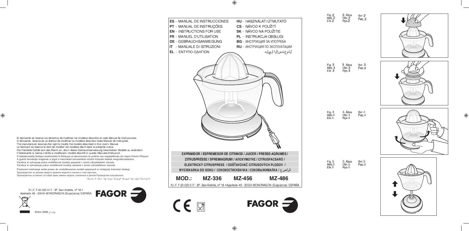 Guide utilisation  FAGOR MZ-336  de la marque FAGOR