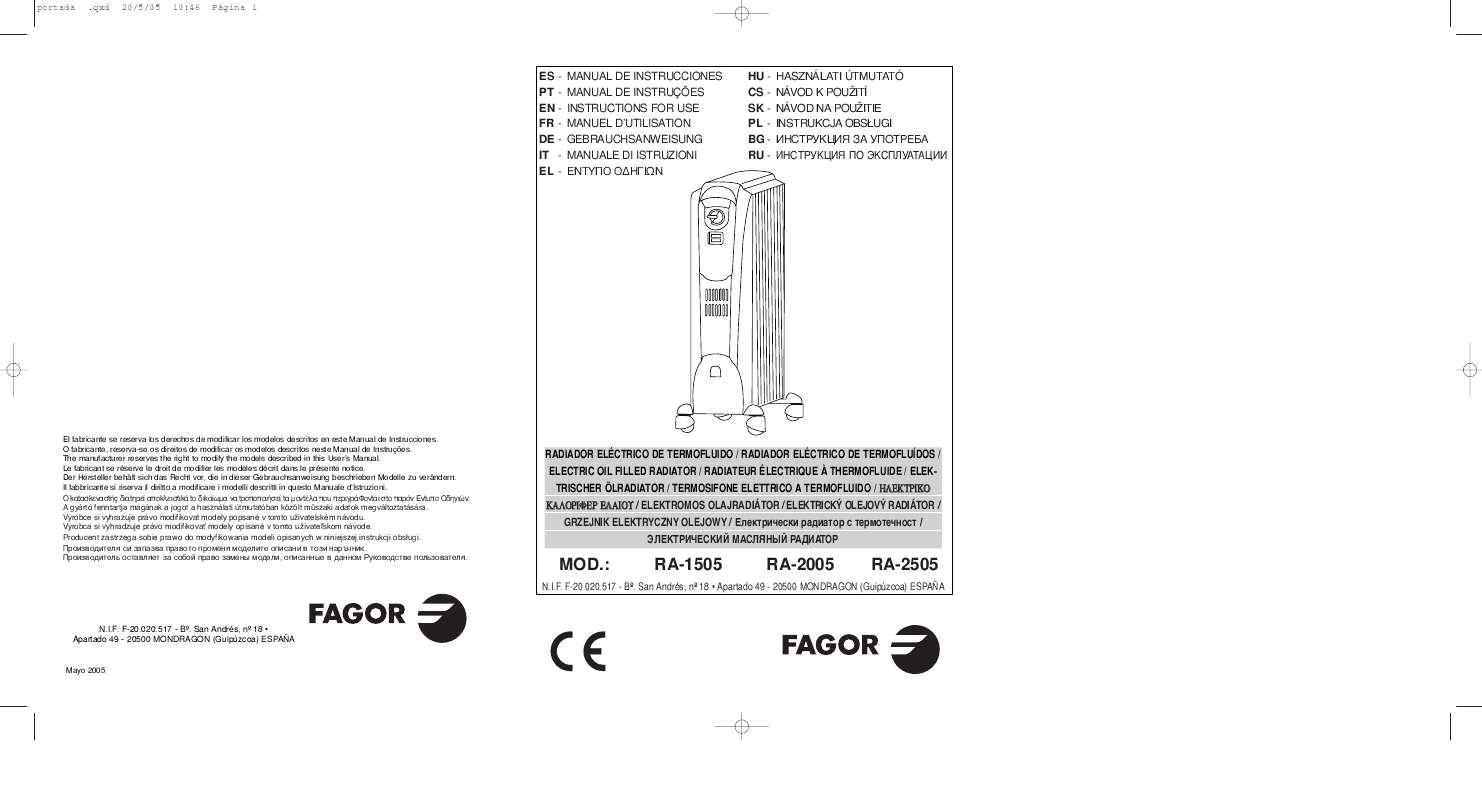 Guide utilisation  FAGOR RA-1505  de la marque FAGOR