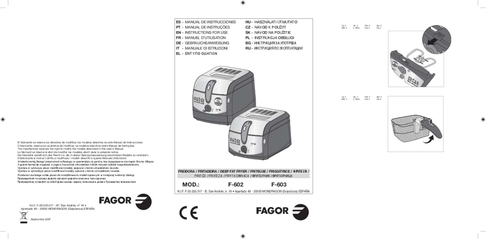 Guide utilisation FAGOR F-602 de la marque FAGOR