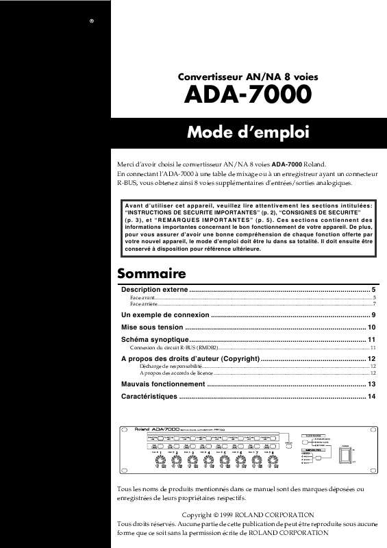 Guide utilisation  ROLAND ADA-7000  de la marque ROLAND