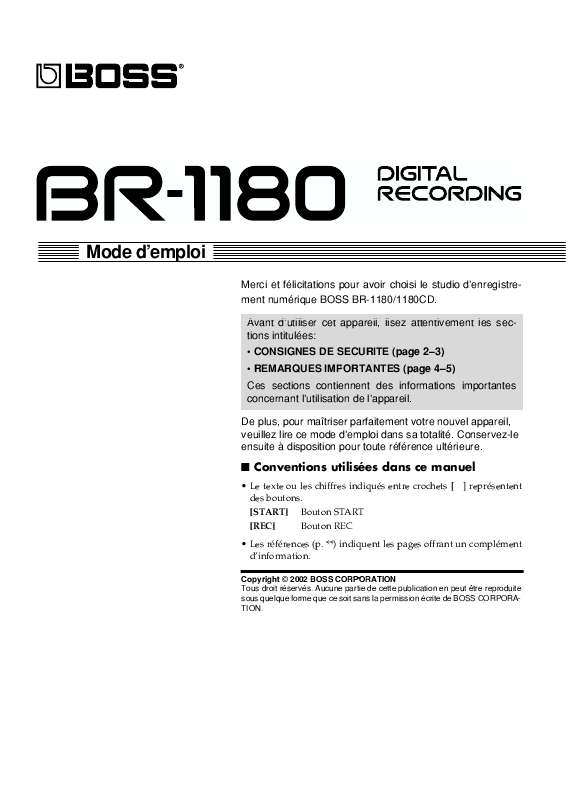 Guide utilisation  ROLAND BR-1180CD  de la marque ROLAND