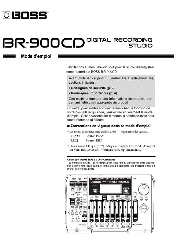 Guide utilisation  ROLAND BR-900CD  de la marque ROLAND