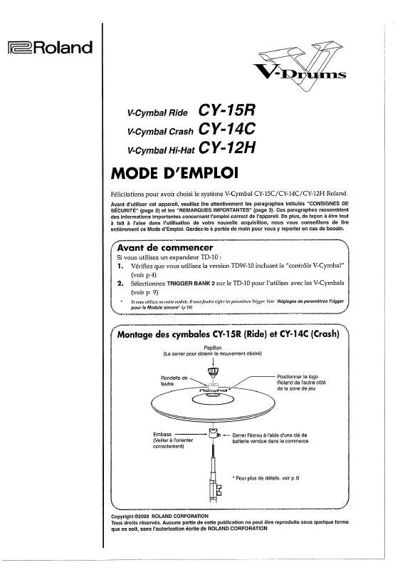 Guide utilisation  ROLAND CY-15R  de la marque ROLAND