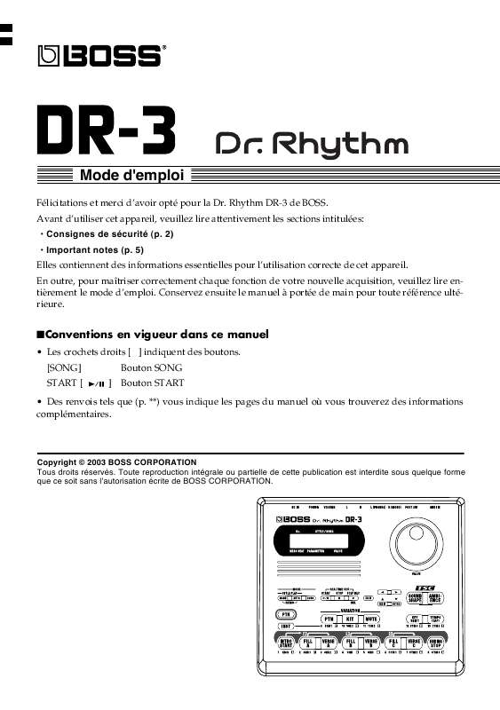 Guide utilisation  ROLAND DR-3  de la marque ROLAND
