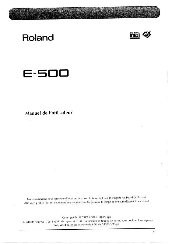 Guide utilisation  ROLAND E-500  de la marque ROLAND