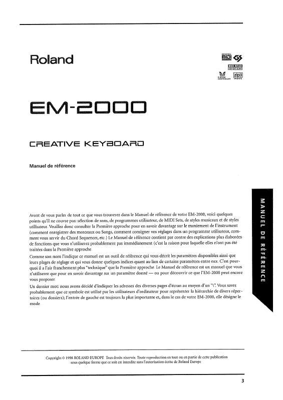 Guide utilisation  ROLAND EM-2000  de la marque ROLAND