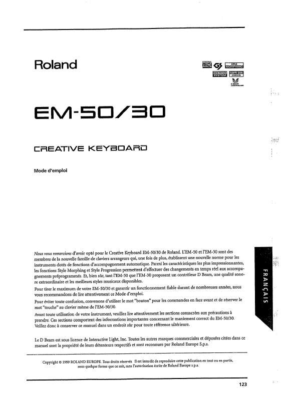 Guide utilisation  ROLAND EM-30  de la marque ROLAND