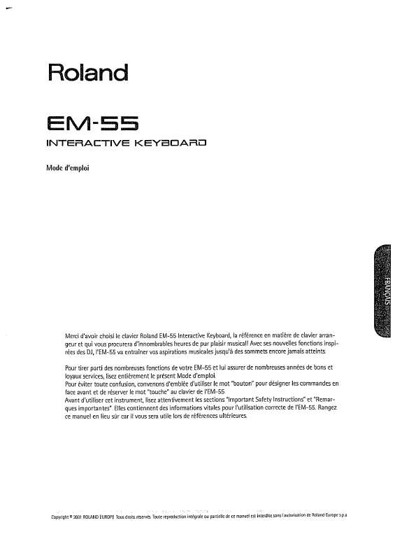 Guide utilisation  ROLAND EM-55  de la marque ROLAND