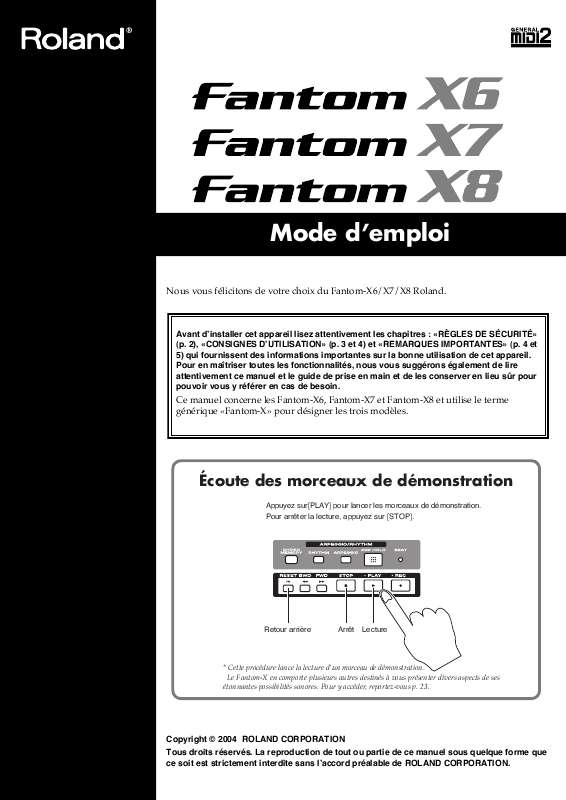 Guide utilisation  ROLAND FANTOM X6  de la marque ROLAND