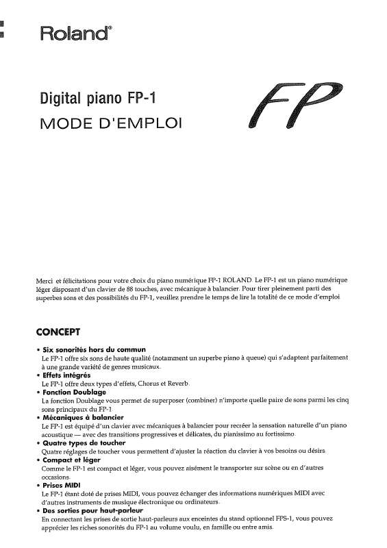 Guide utilisation  ROLAND FP-1  de la marque ROLAND
