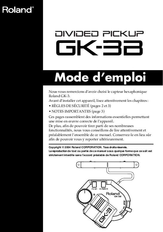 Guide utilisation  ROLAND GK-3B  de la marque ROLAND