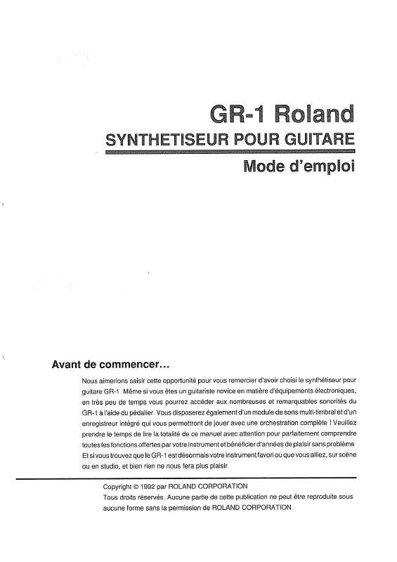 Guide utilisation  ROLAND GR-1  de la marque ROLAND