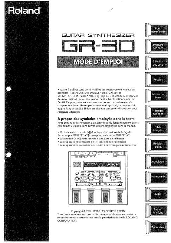 Guide utilisation  ROLAND GR-30  de la marque ROLAND