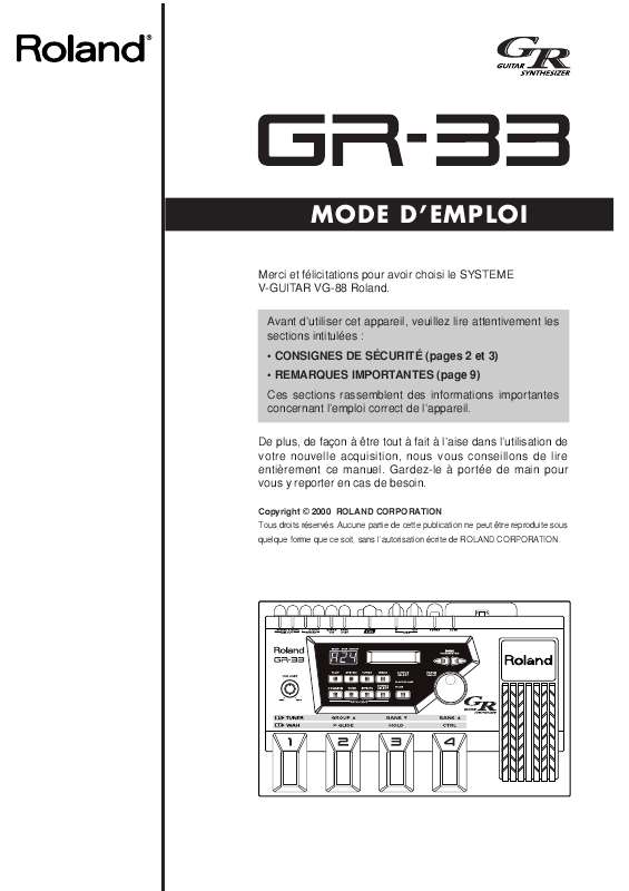 Guide utilisation  ROLAND GR-33  de la marque ROLAND