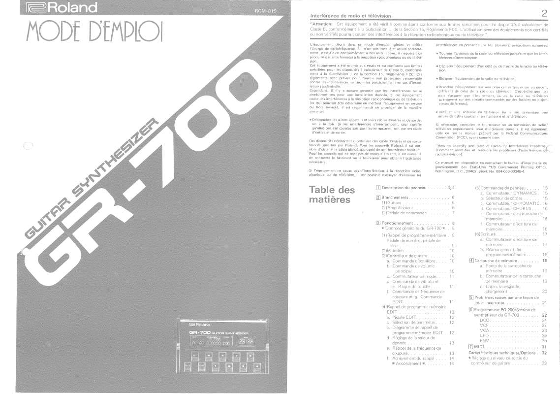 Guide utilisation  ROLAND GR-700  de la marque ROLAND