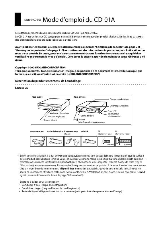Guide utilisation  ROLAND CD-01A  de la marque ROLAND