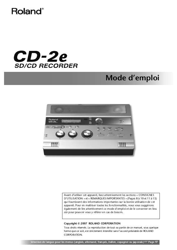 Guide utilisation  ROLAND CD-2E  de la marque ROLAND