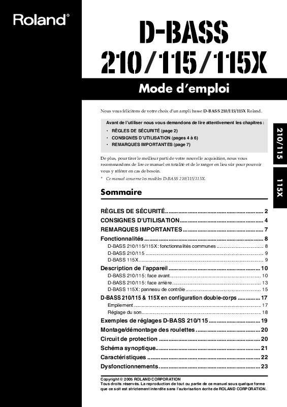 Guide utilisation  ROLAND D-BASS 115X  de la marque ROLAND