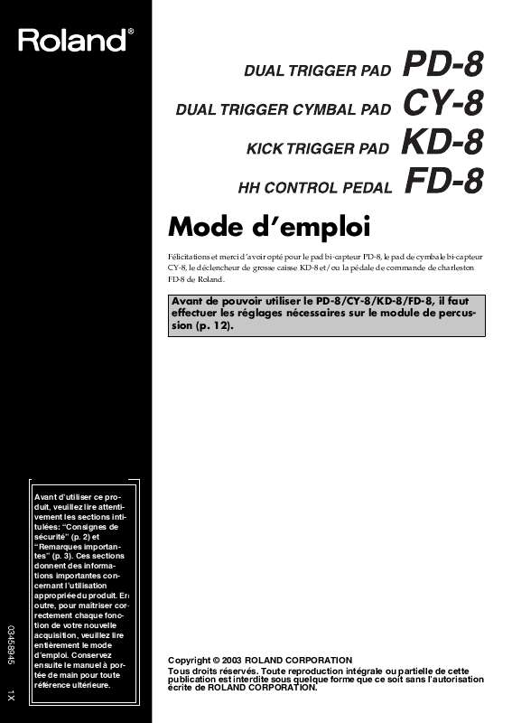 Guide utilisation  ROLAND FD-8  de la marque ROLAND