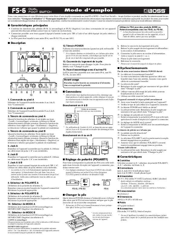 Guide utilisation  ROLAND FS-6  de la marque ROLAND