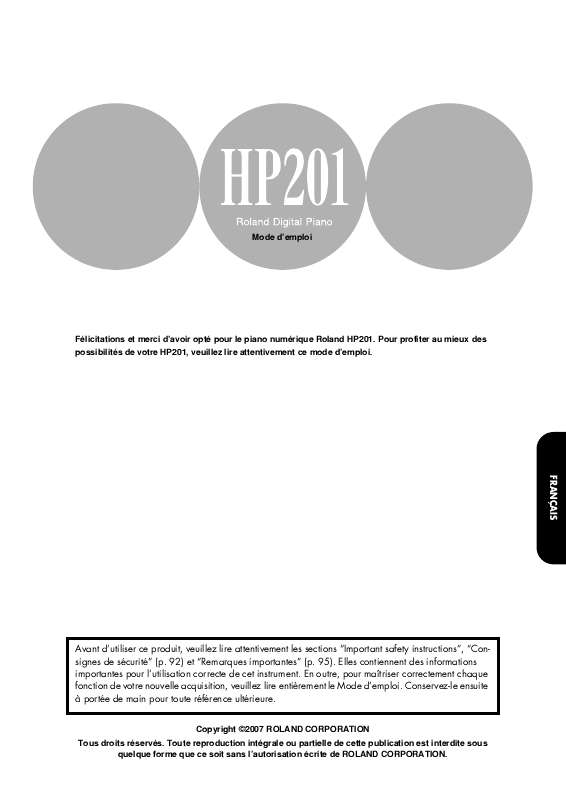 Guide utilisation  ROLAND HP-201  de la marque ROLAND