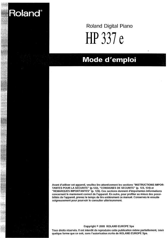 Guide utilisation  ROLAND HP-337E  de la marque ROLAND