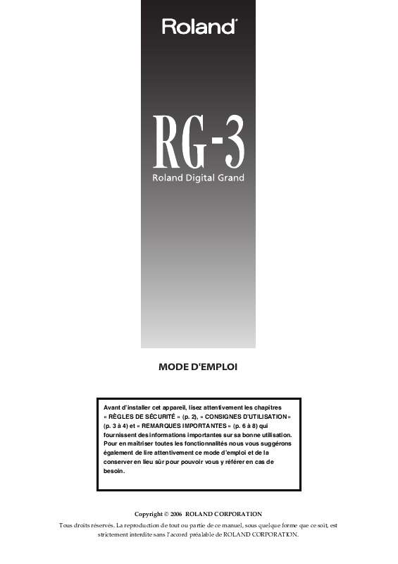 Guide utilisation  ROLAND RG-3  de la marque ROLAND
