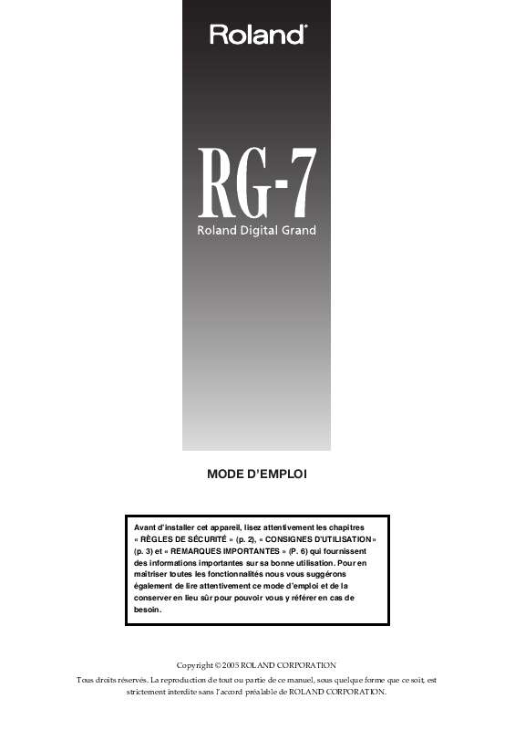 Guide utilisation  ROLAND RG-7  de la marque ROLAND