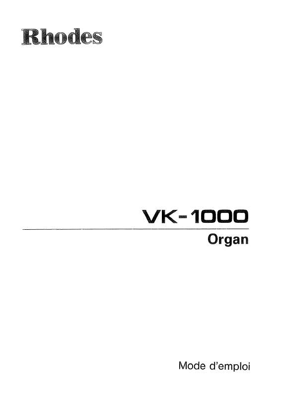 Guide utilisation  ROLAND RHODES VK-1000  de la marque ROLAND