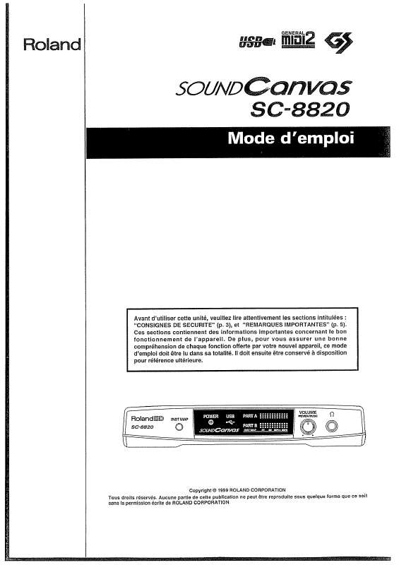 Guide utilisation  ROLAND SOUND CANVAS SC-8820  de la marque ROLAND