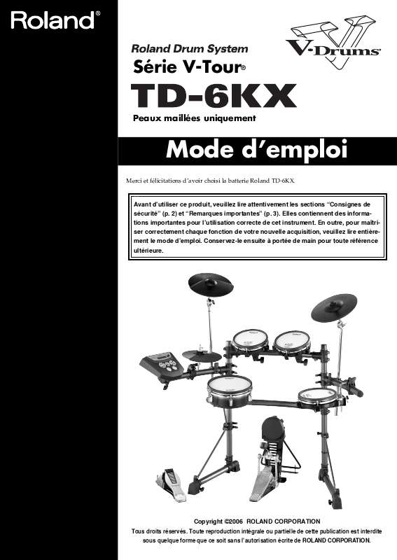 Guide utilisation  ROLAND TD-6KX  de la marque ROLAND