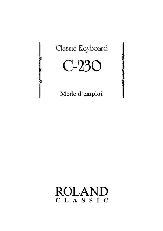 Guide utilisation  ROLAND C-230  de la marque ROLAND